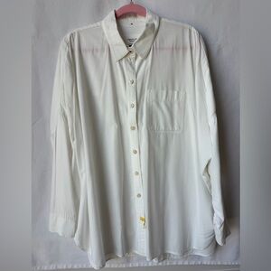 American Eagle Oversized Drapey Button-Up w/ Heart Embroidery Size XS